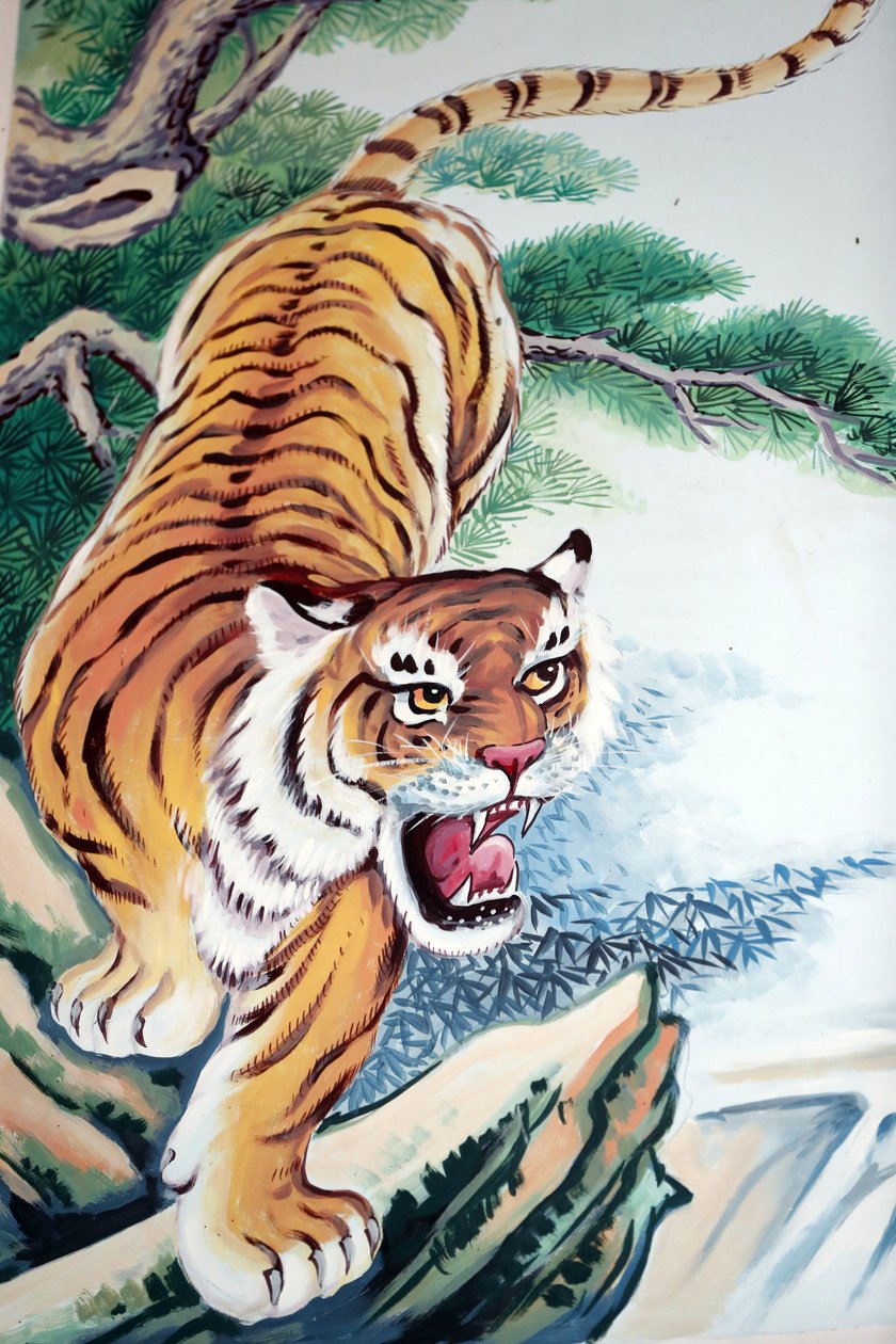 Hoi Tuong Te Nguoi Hoa buddhistischer chinesischer Tempel. Tiger-Gemälde. Phu Quoc. Vietnam von Unbekannt