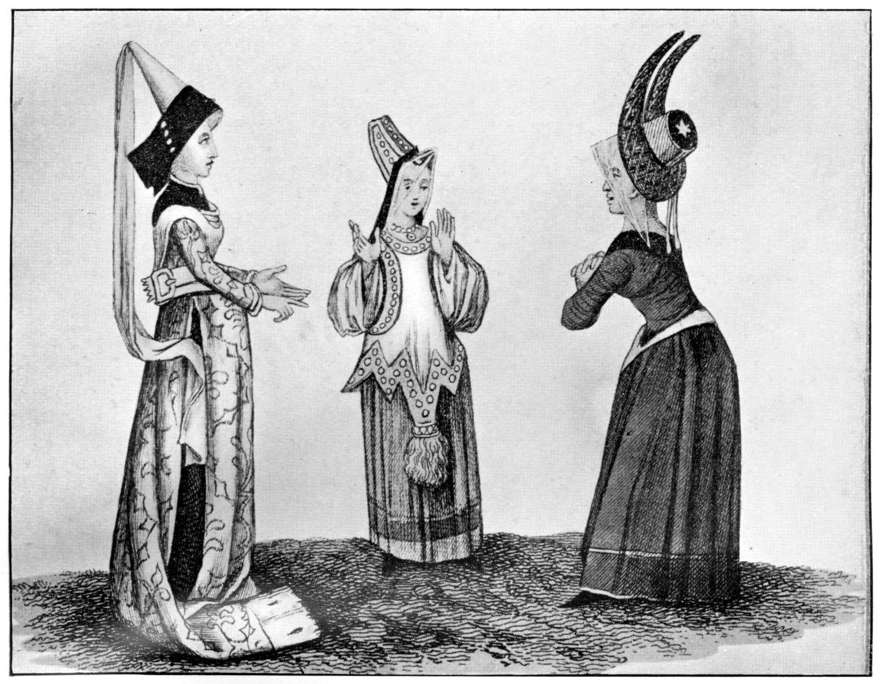 Gehörnte und turmförmige Kopfbedeckungen, 15. Jahrhundert, 1910 von Unbekannt