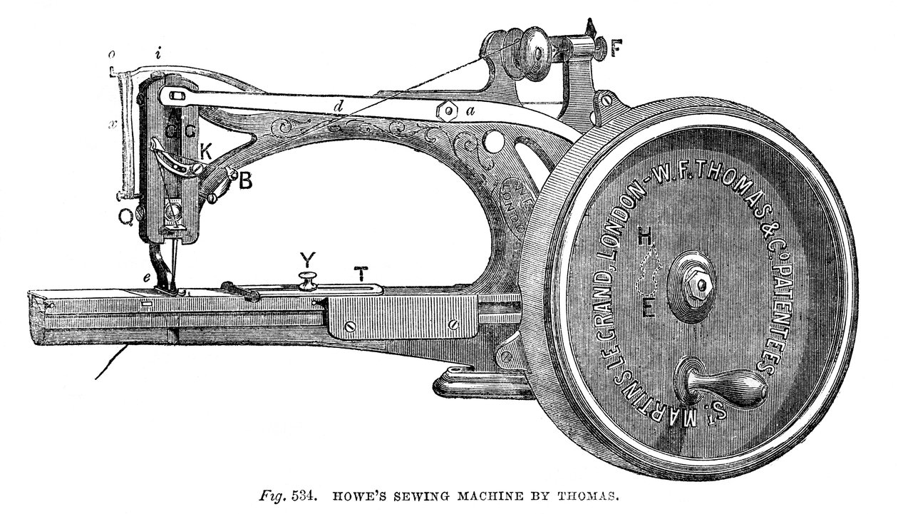 Howes Nähmaschine, von Thomas, 1866 von Unbekannt