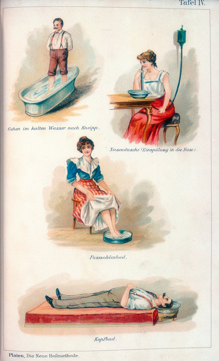 Hydrotherapie-Behandlungen, ca. 1902 von Unbekannt