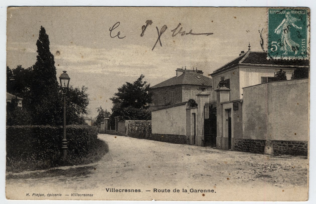 Ile de France, Val de Marne (94), Villecresnes: Route de la Garenne - Postkarte datiert 1909 von Unbekannt