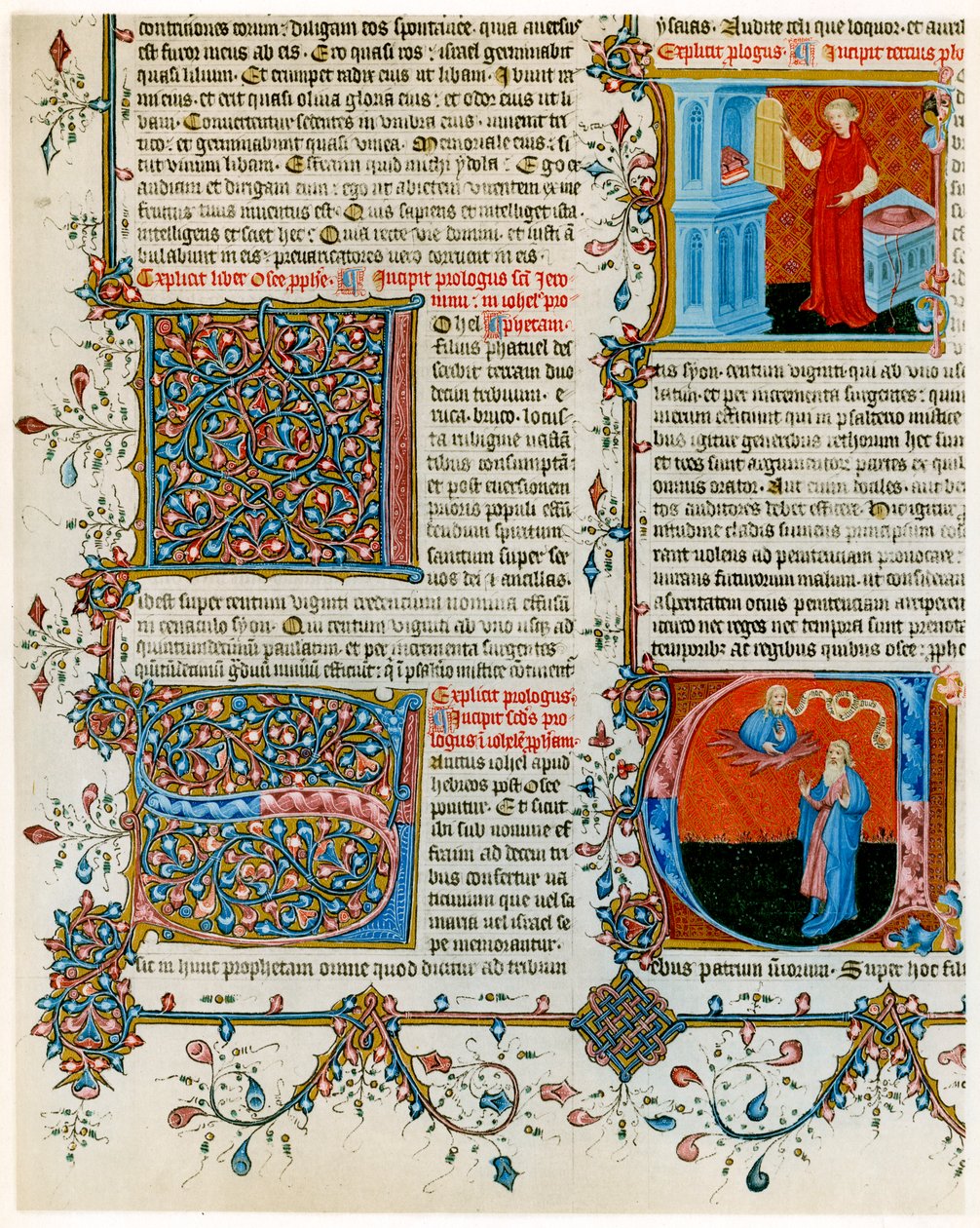 Illuminierte Initialbuchstaben mit Szenen aus dem Leben des Heiligen Hieronymus, spätes 14. Jahrhundert von Unbekannt