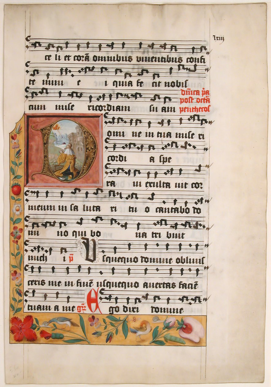 Initiale D mit König David, aus einem Zisterziensergraduale, ca. 1524 von Unbekannt