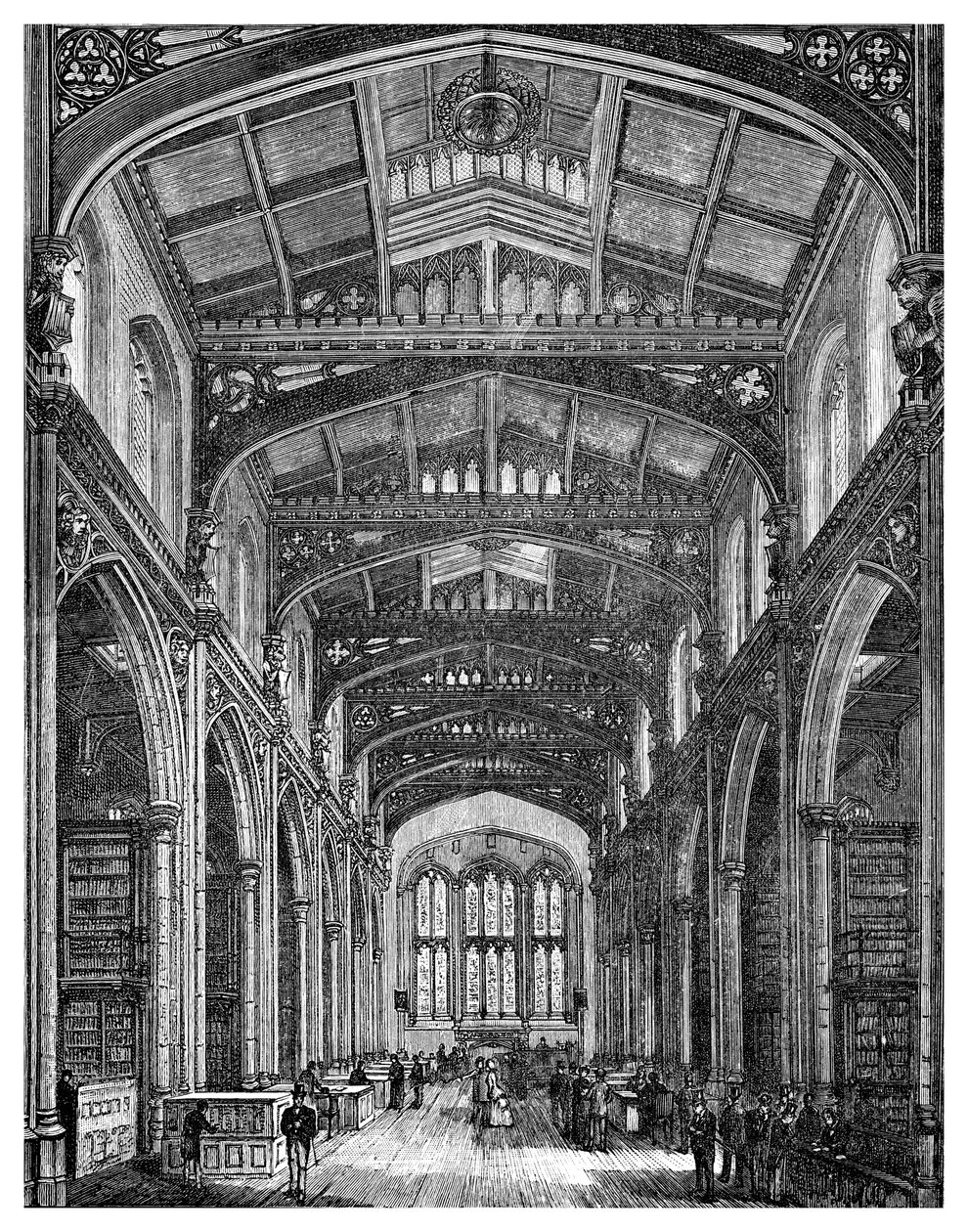 Innenansicht der Bibliothek, Guildhall, City of London, 1886 von Unbekannt