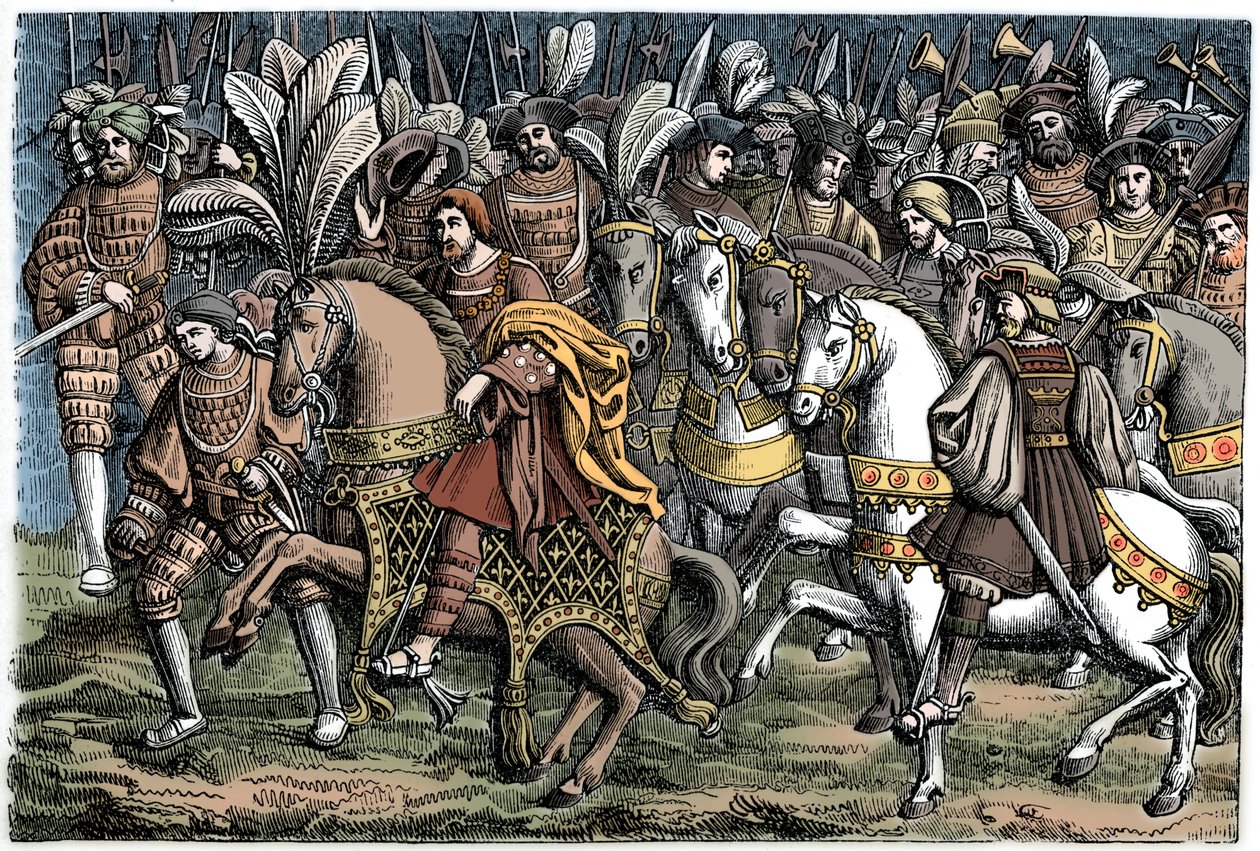 Interview zwischen Franz I. und Heinrich VIII. auf dem Feld des Goldenen Tuchs, 1520, 1870 von Unbekannt