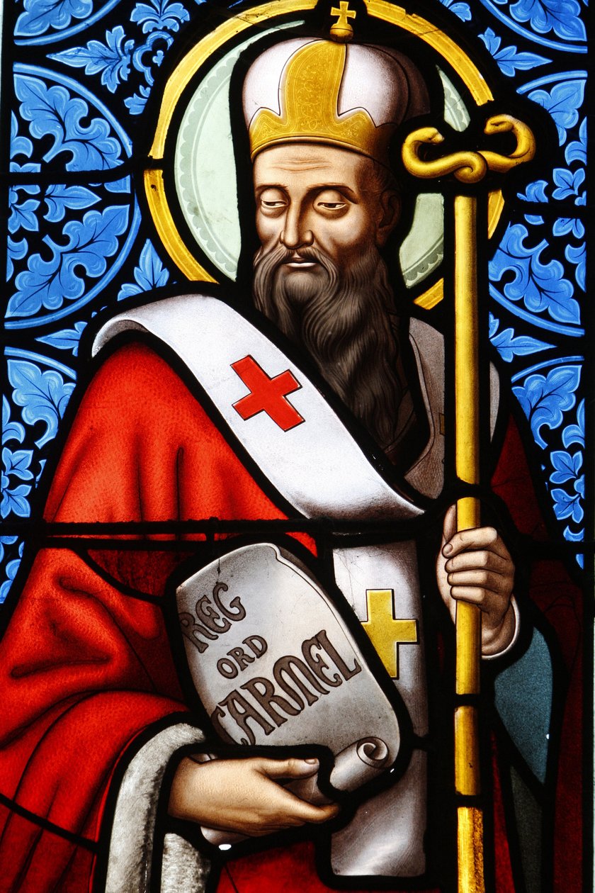 Jerusalemer Patriarch Saint Albert Buntglasfenster in der Kirche Pont L