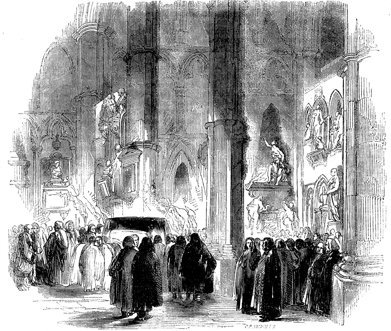 Joseph Addisons Fackelbeerdigung in der Westminster Abbey, 1719 ca. 1850 von Unbekannt
