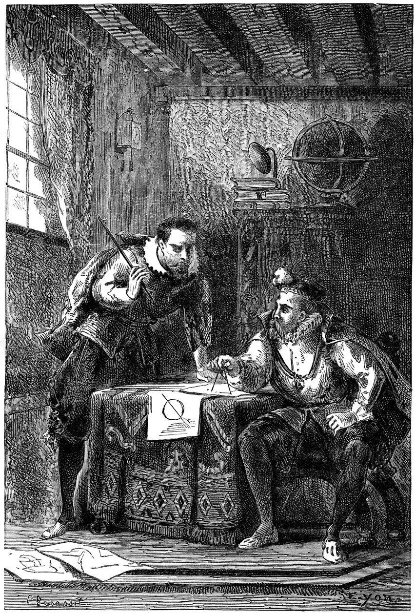 Kepler und Brahe arbeiten zusammen, ca. 1600, ca. 1870 von Unbekannt