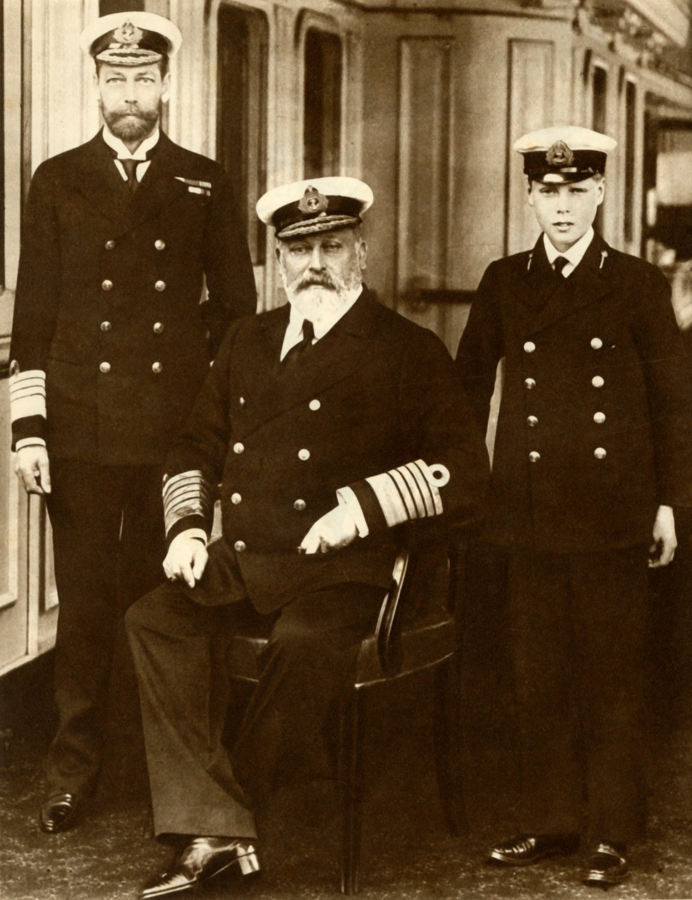 König Edward VII. mit seinem Sohn George, Prinz von Wales, und Enkel Prinz Edward von Unbekannt