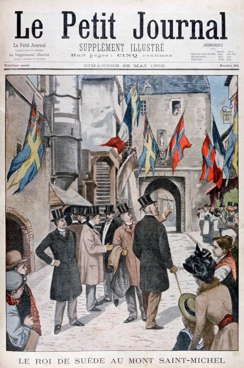 König Oskar II. von Schweden besucht Mont Saint-Michel, Normandie, Frankreich, 1902 von Unbekannt