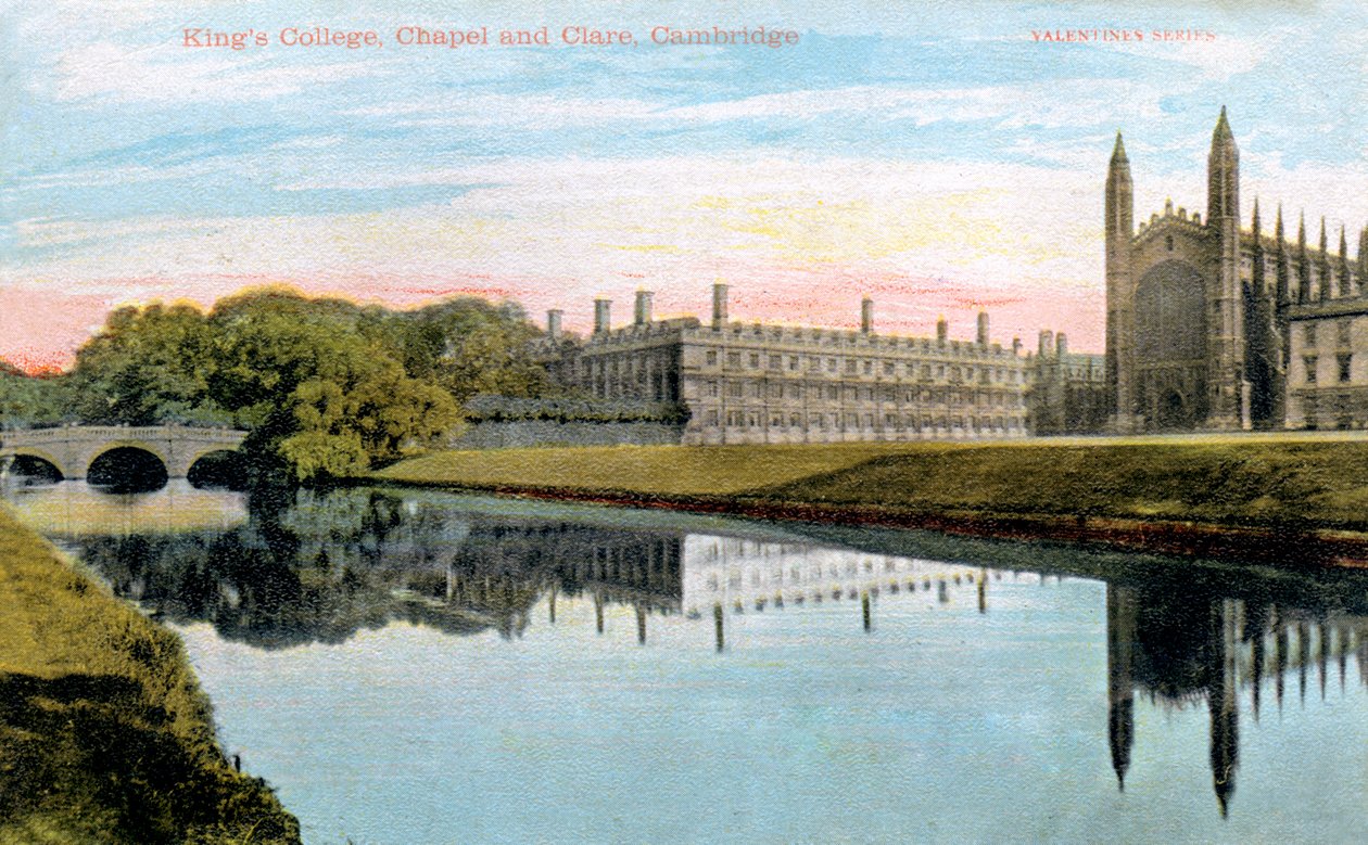 Kings College, Kings College Chapel und Clare College, Cambridge, frühes 20. Jahrhundert von Unbekannt