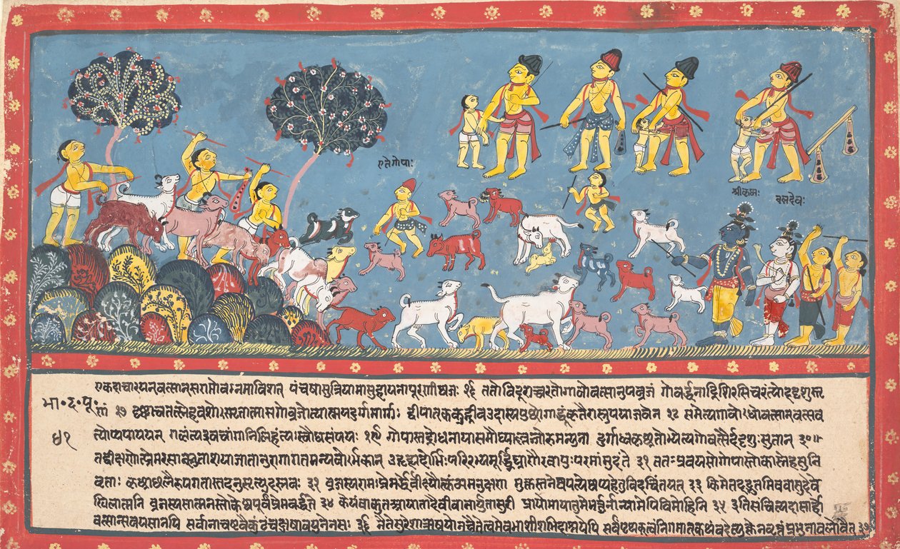Krishna, Balarama und die Kuhhirten... aus einem verstreuten Bhagavata Purana... (1800-1825) von Unbekannt