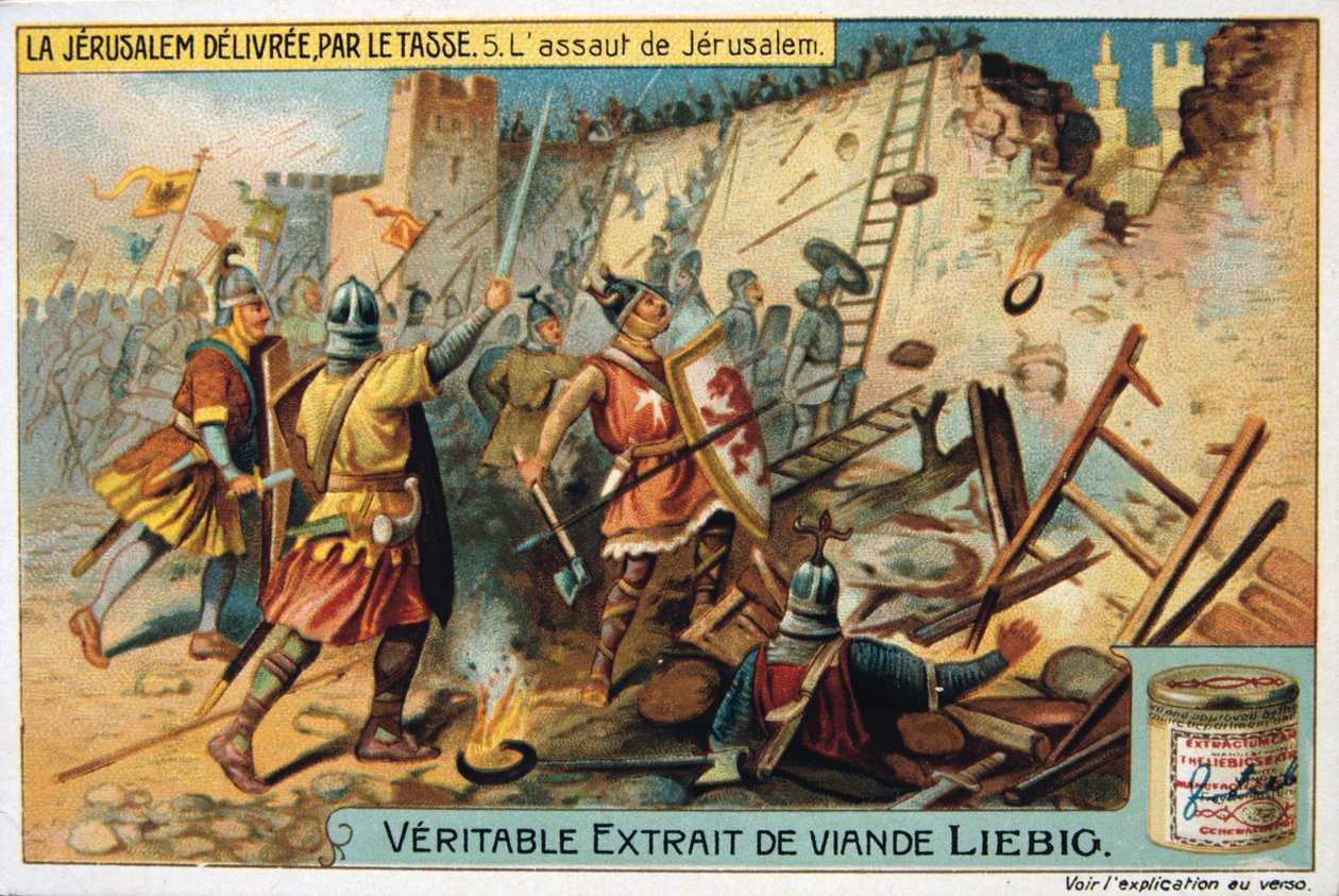 La Jerusalem deliveree par le Tasse, Der Angriff auf Jerusalem (19. Jahrhundert) von Unbekannt