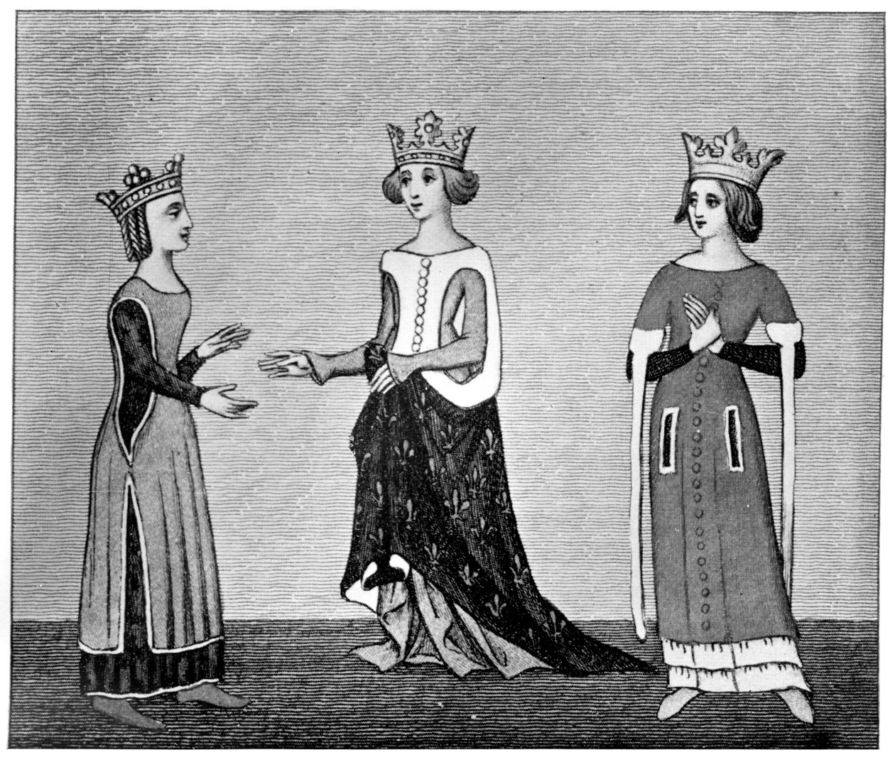 Damenkleid, 14. Jahrhundert, 1910 von Unbekannt