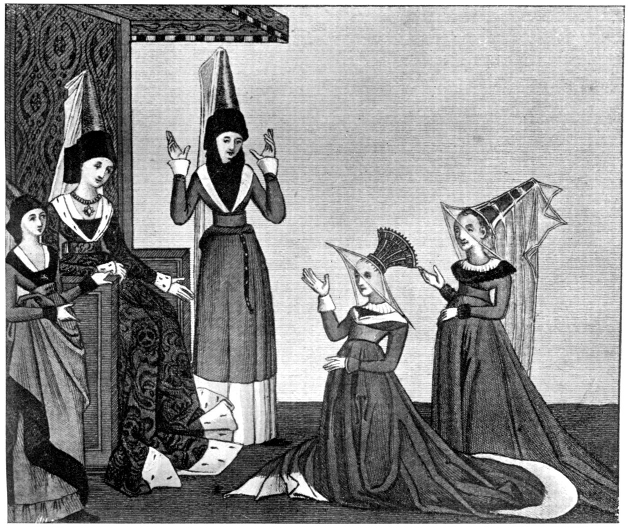 Damenkopfbedeckungen, 15. Jahrhundert, 1910 von Unbekannt