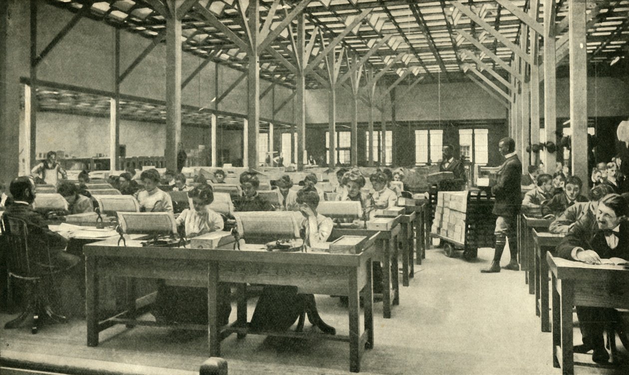 Damenangestellte tabellieren die amerikanischen Volkszählungsergebnisse, 1901 von Unbekannt
