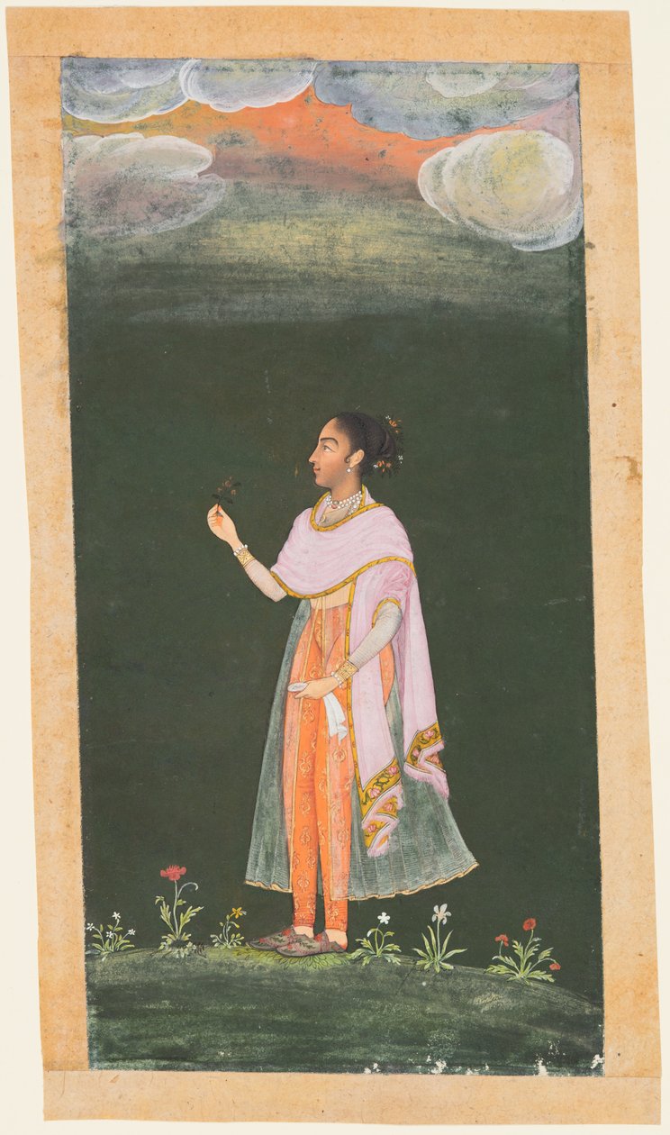 Dame mit einer Blume, ca. 1670er-80er von Unbekannt