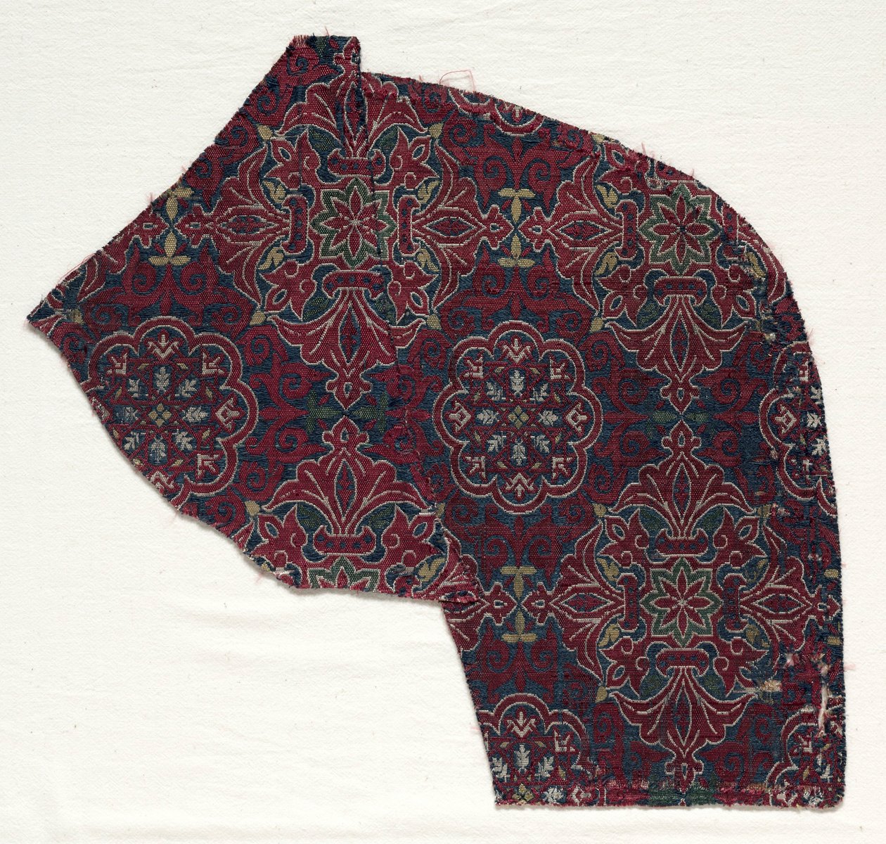 Lampas-Fragment mit Blattmedaillons, 1300-1499 von Unbekannt