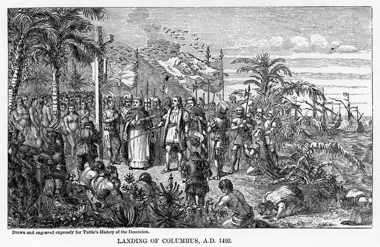 Landung von Kolumbus, 1492 n. Chr., 1877 von Unbekannt