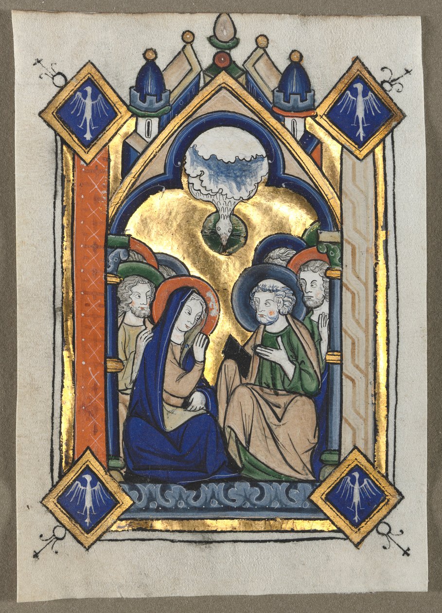 Blatt aus einem Psalter: Pfingsten, um 1260 von Unbekannt
