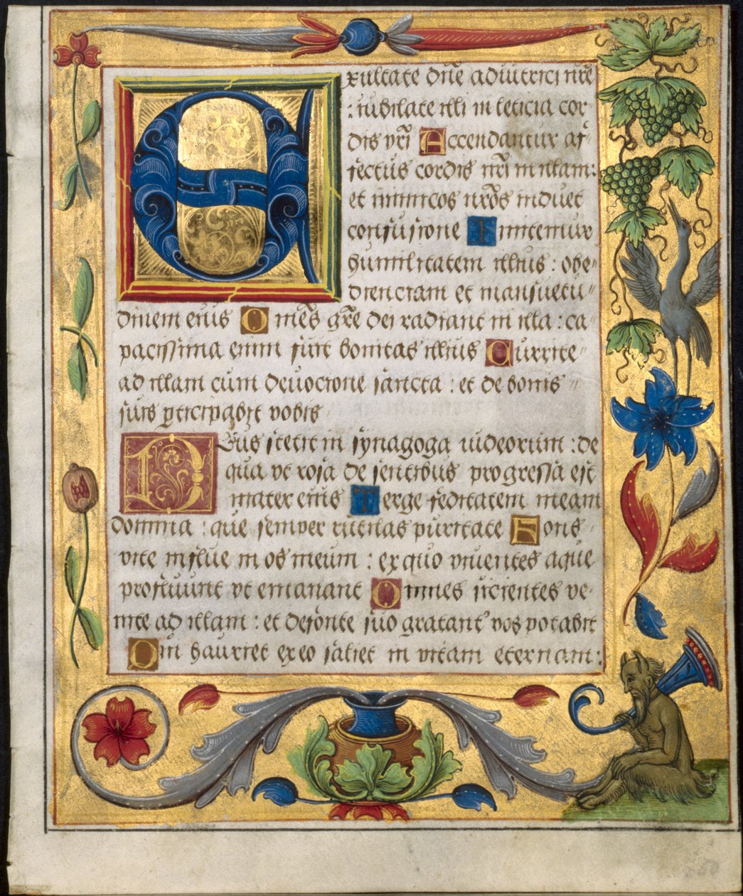 Blatt aus einem Psalter und Gebetbuch: Initiale E mit ornamentalem Rand...recto, um 1524 von Unbekannt