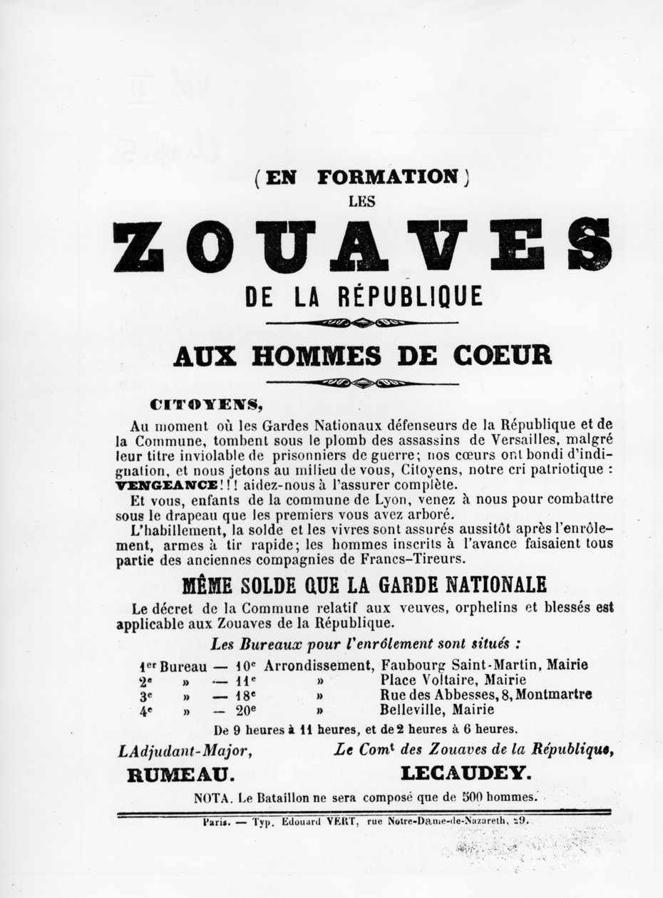 Les Zouaves, aus französischen politischen Plakaten der Pariser Kommune, Mai 1871 von Unbekannt