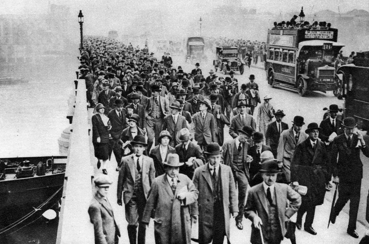 London Bridge Berufsverkehr, London, 1926-1927 von Unbekannt