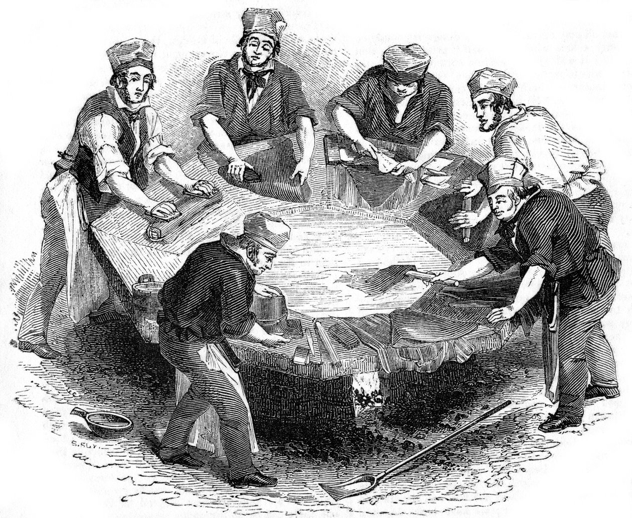 Herstellung von Biberhüten, 1841 von Unbekannt