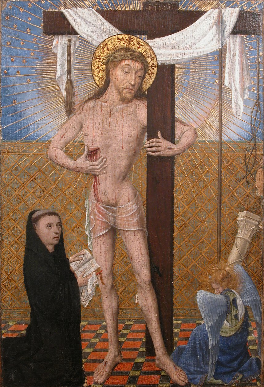 Der Schmerzensmann mit kniendem Stifter, viertes Viertel des 15. Jahrhunderts mit modernen Ergänzungen von Unbekannt