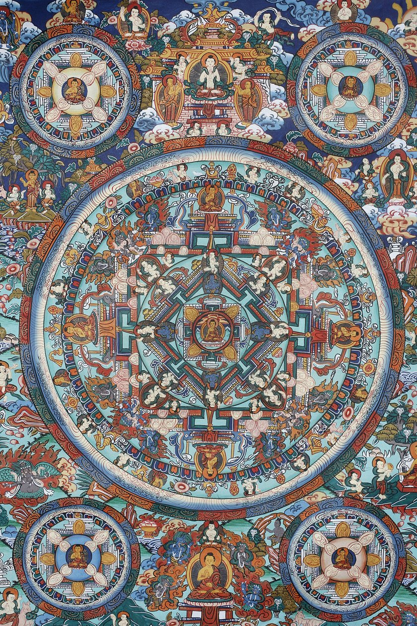Mandala auf einem tibetischen Thangka, Bhaktapur, Nepal von Unbekannt
