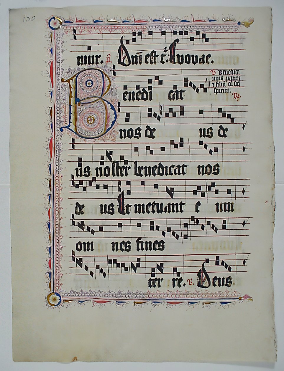 Manuskriptblatt mit Initiale B, aus einem Antiphonar, Deutsch, zweites Viertel des 15. Jahrhunderts von Unbekannt