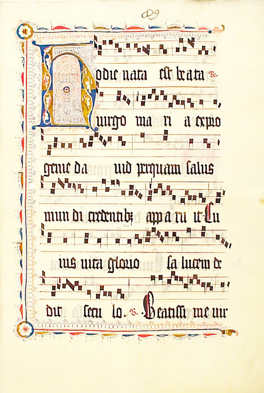 Manuskriptblatt mit Initiale H, aus einem Antiphonar, deutsch, zweites Viertel des 15. Jahrhunderts von Unbekannt