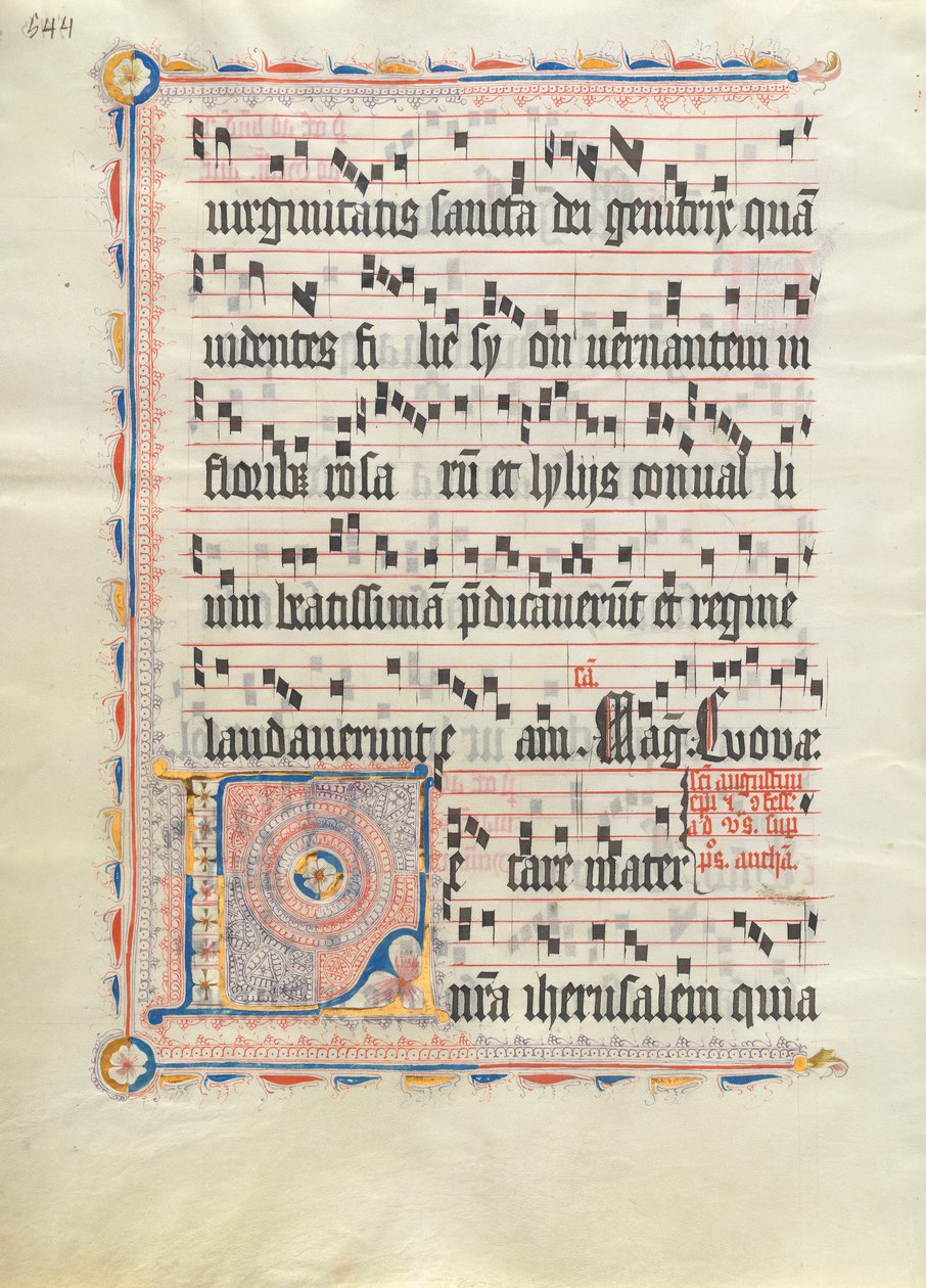 Manuskriptblatt mit Initiale L, aus einem Antiphonar, Deutsch, zweites Viertel des 15. Jahrhunderts von Unbekannt