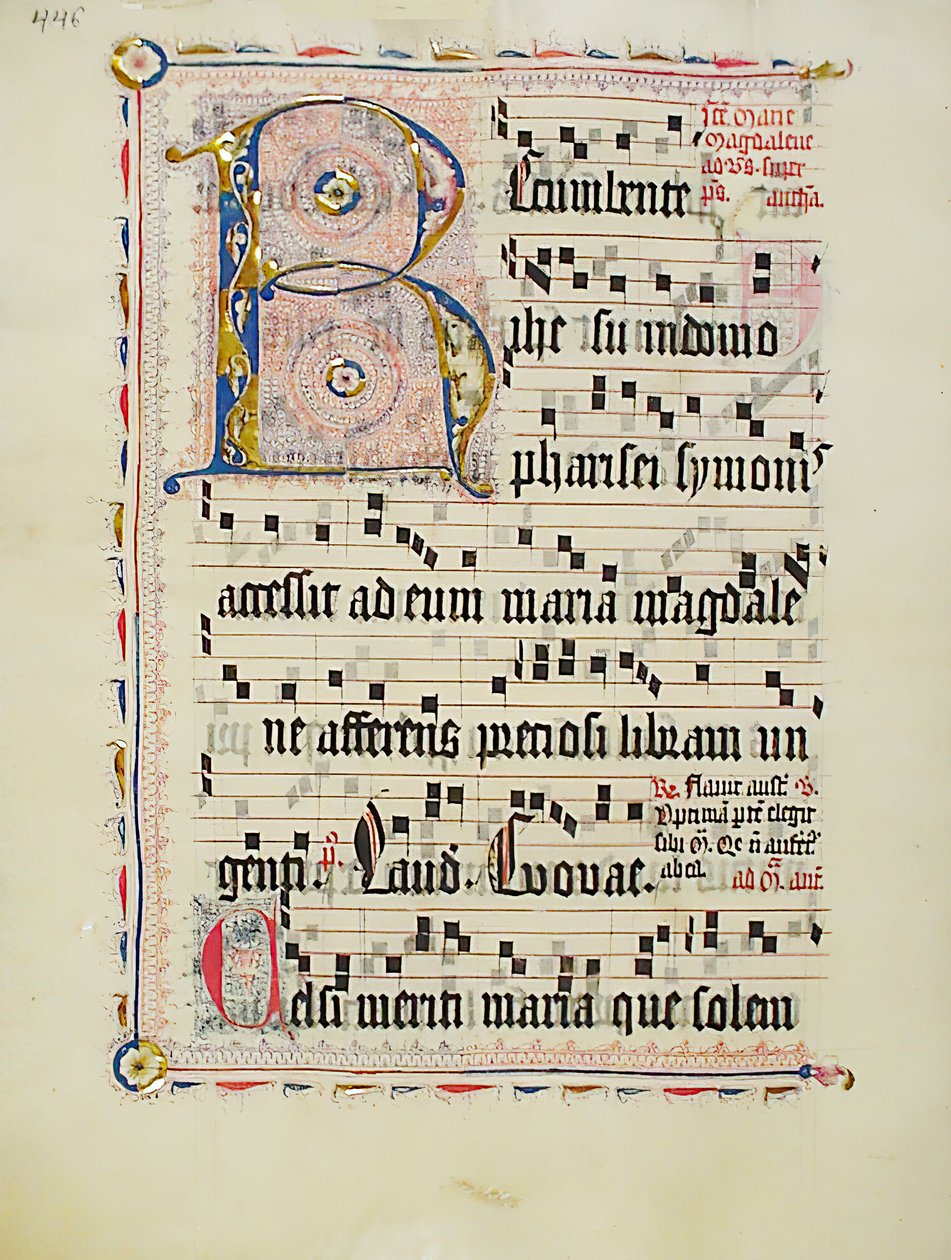 Manuskriptblatt mit Initiale R, aus einem Antiphonar, Deutsch von Unbekannt