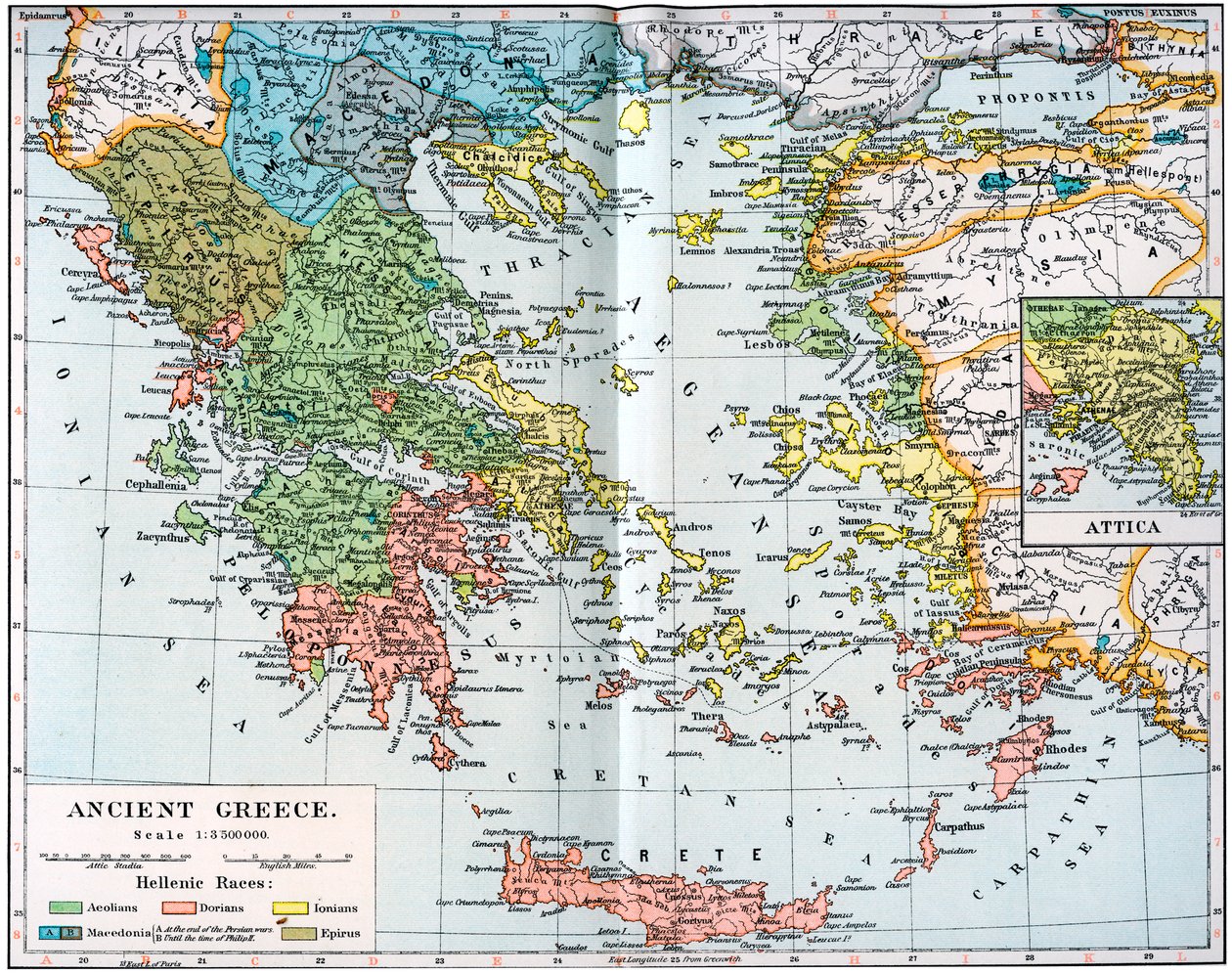 Karte des antiken Griechenlands, 1902 von Unbekannt