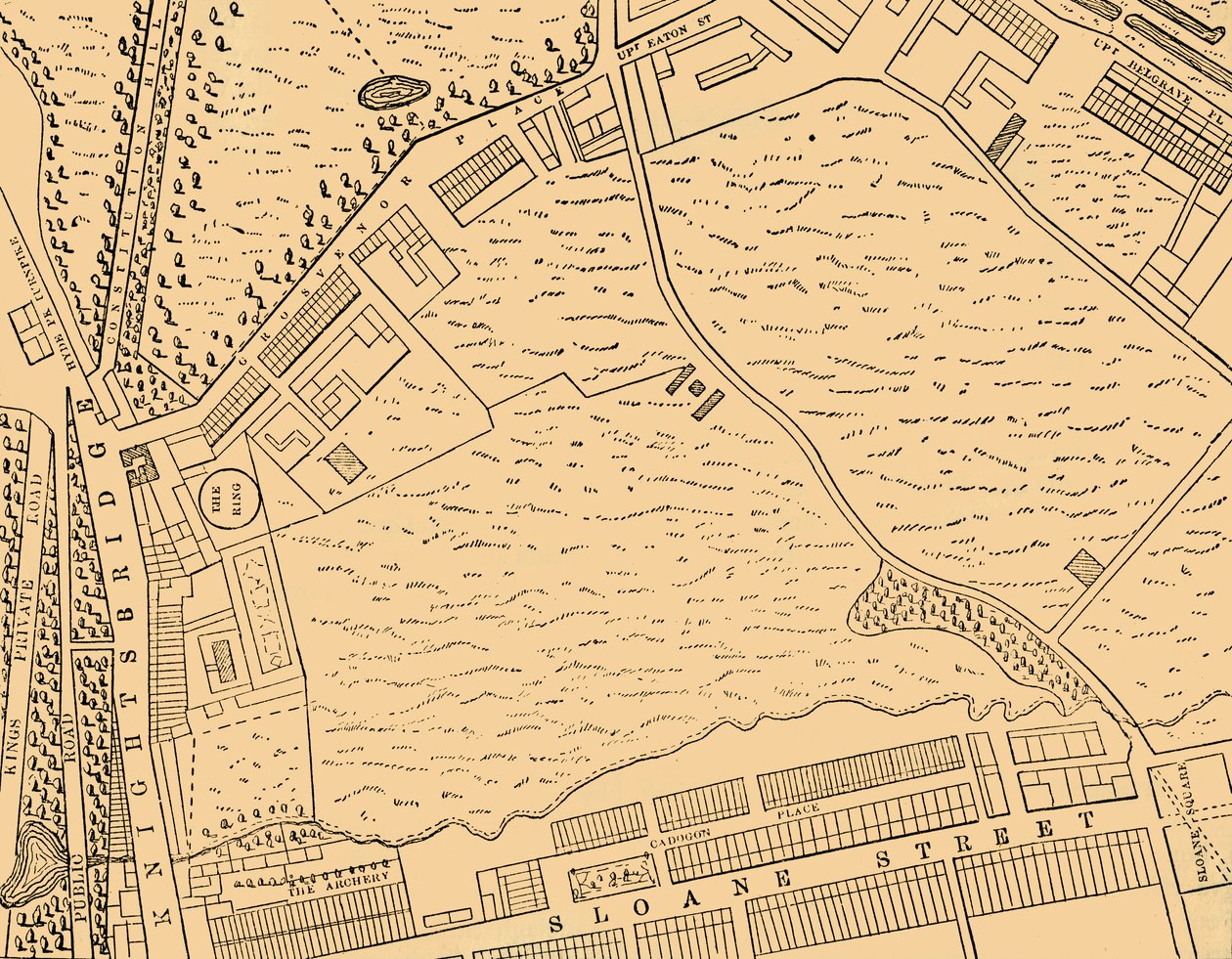 Karte von Belgravia, 1814, um 1876 von Unbekannt