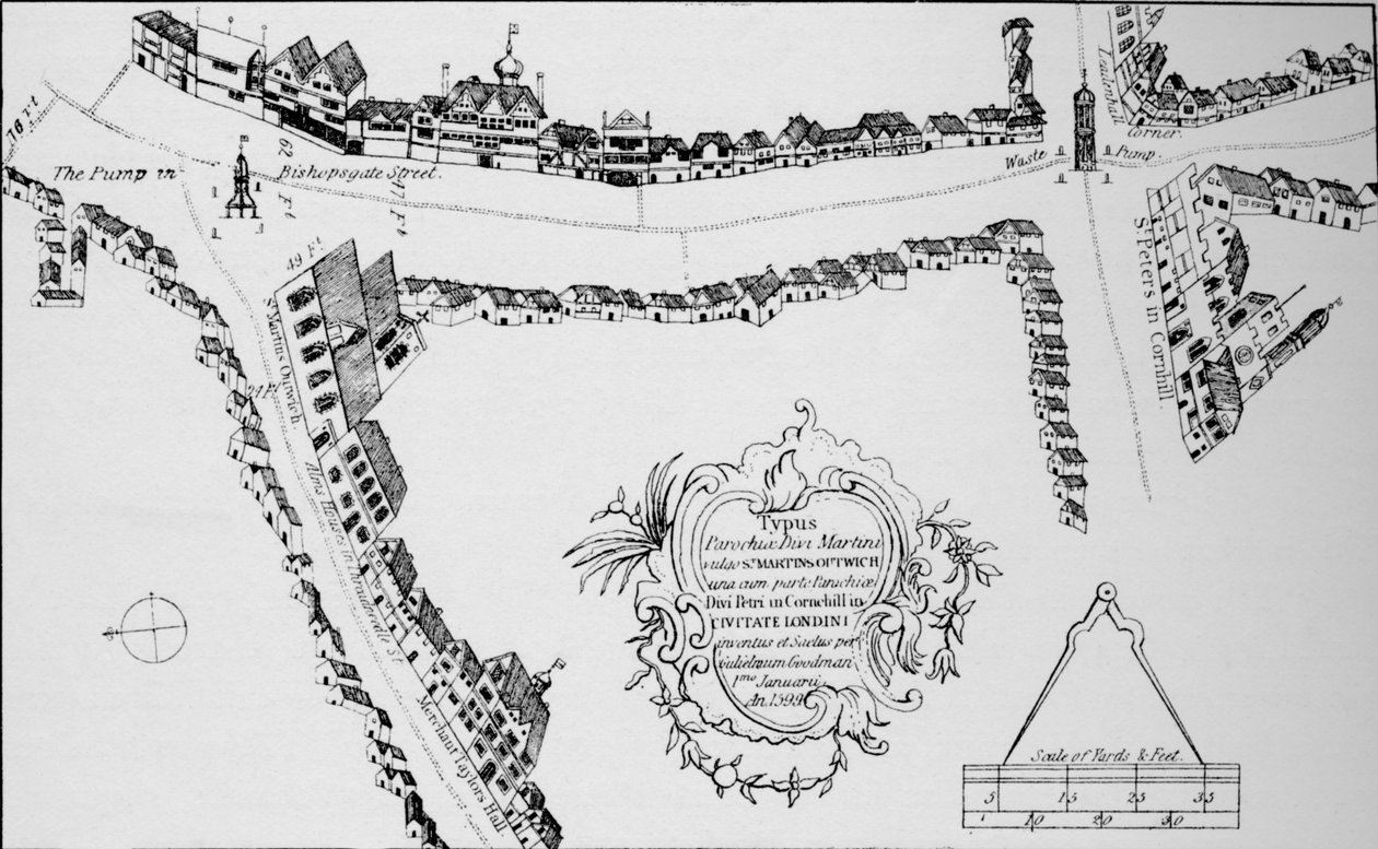 Karte von Bishopsgate, City of London von Unbekannt