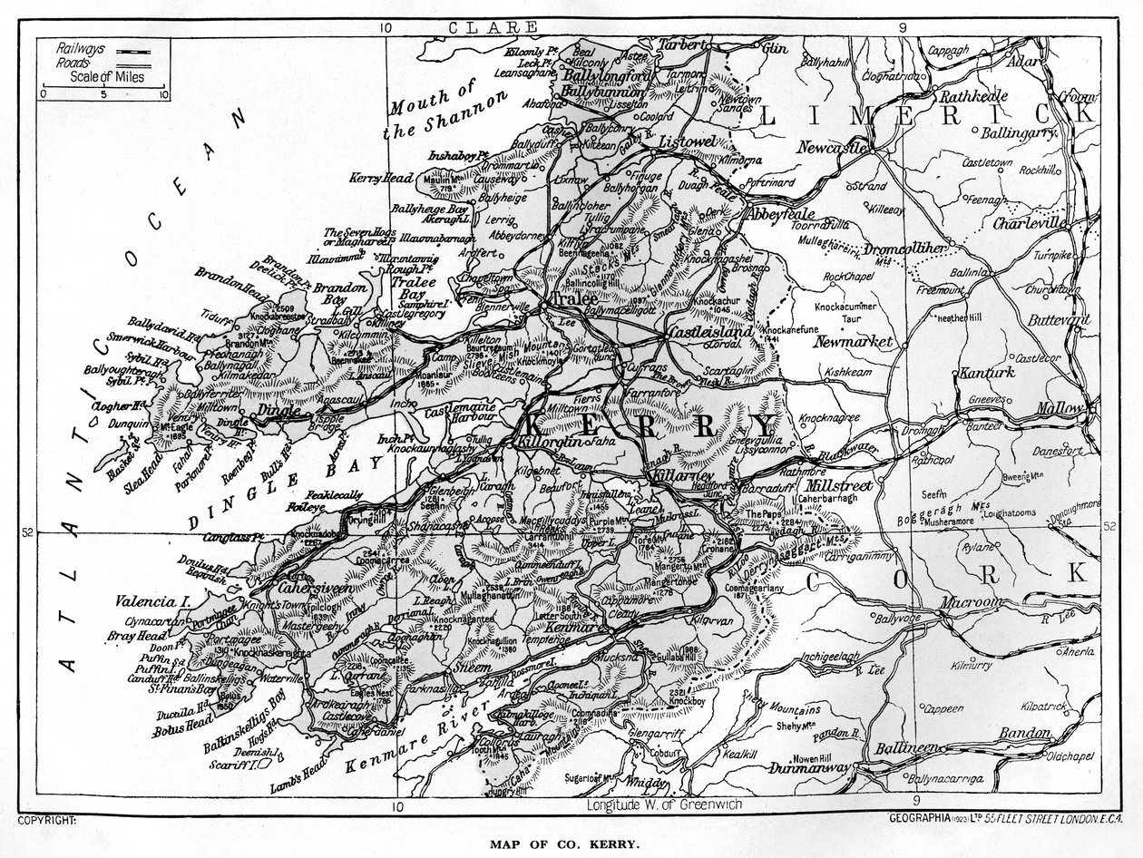Karte von County Kerry, Irland, 1924-1926 von Unbekannt