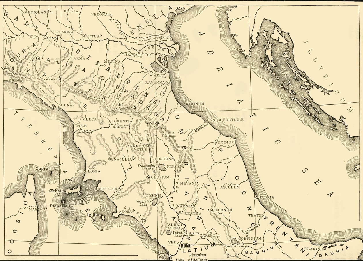 Karte von Nord- und Mittelitalien, 1890 von Unbekannt