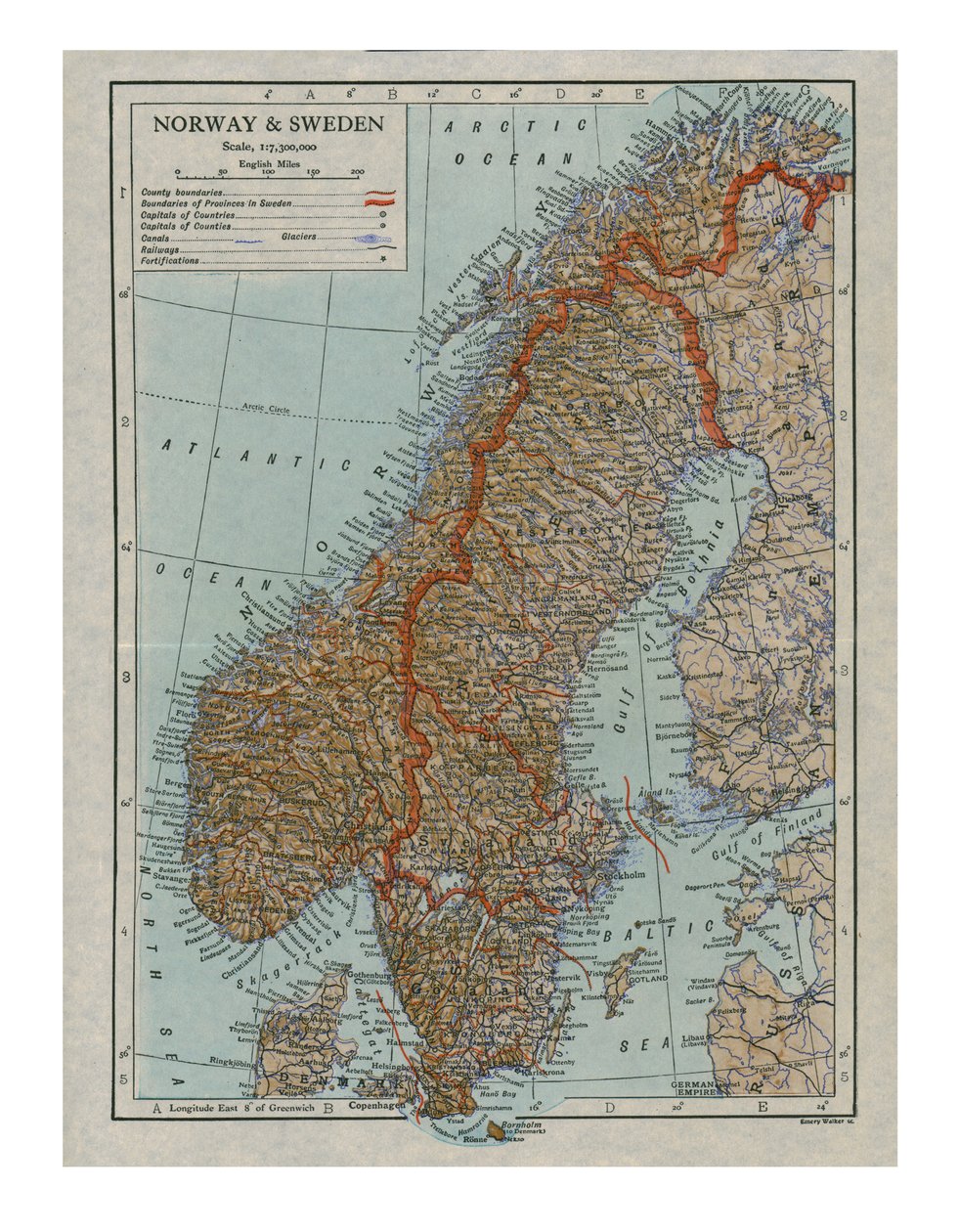 Karte von Norwegen und Schweden von Unbekannt