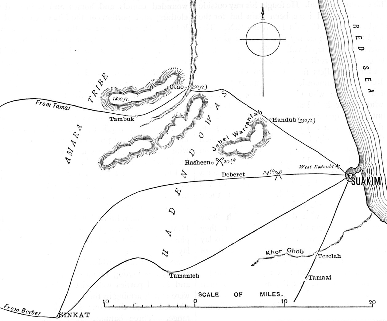 Karte der Umgebung von Suakim, um 1885 von Unbekannt