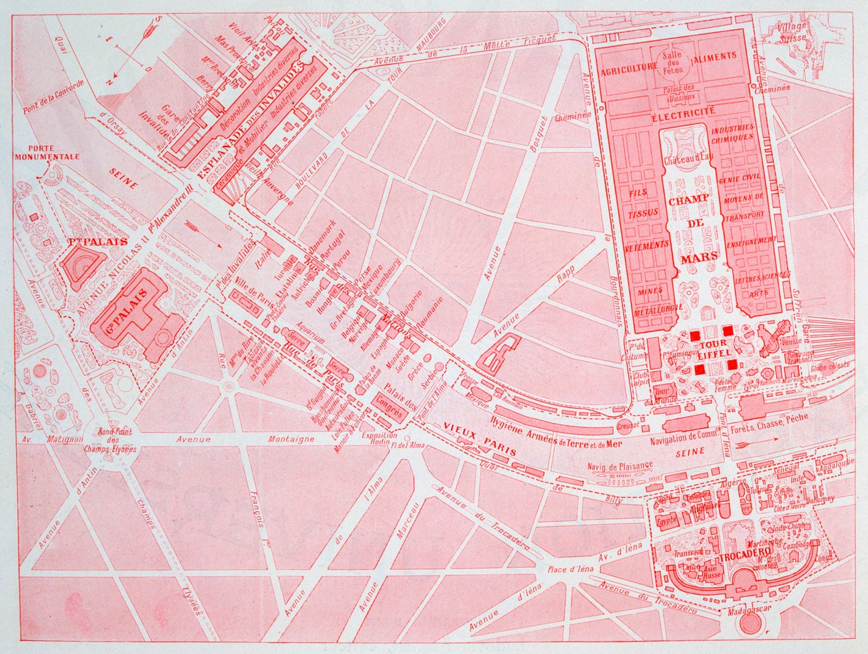 Karte der Pariser Weltausstellung, 1900 von Unbekannt
