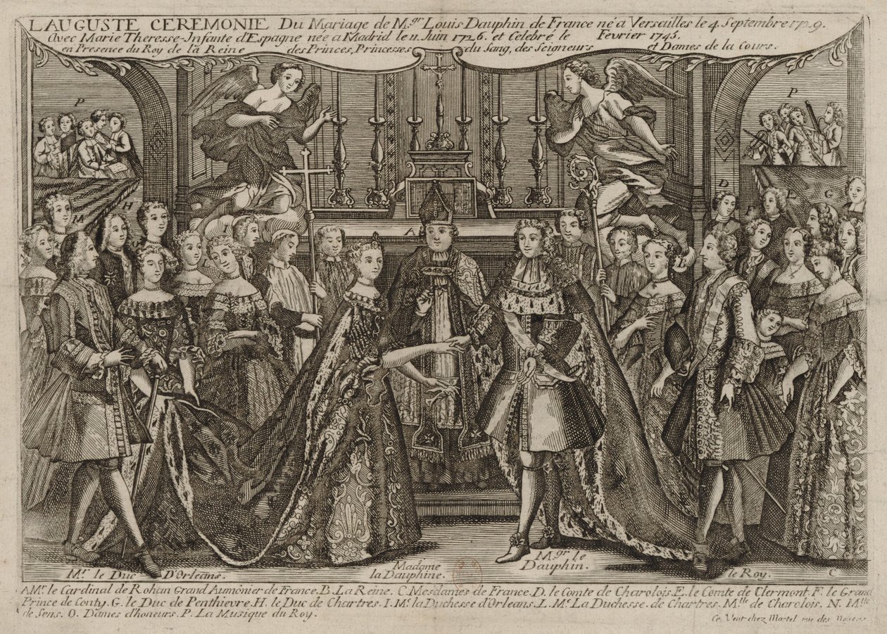 Hochzeit von Louis, Dauphin von Frankreich, mit Marie Thérèse Raphaëlle, Infantin von Spanien in Versailles von Unbekannt