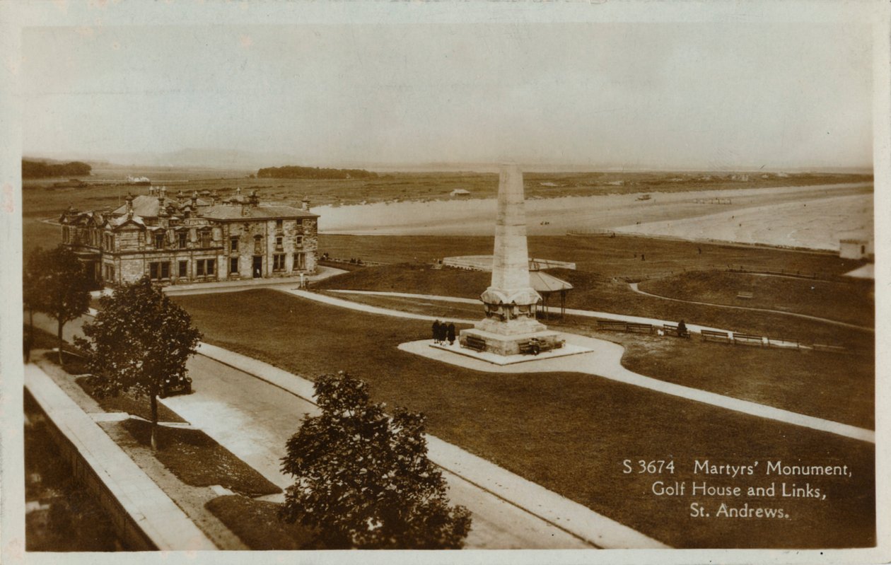 Märtyrerdenkmal, Golfhaus und Links, St. Andrews, um 1900 von Unbekannt