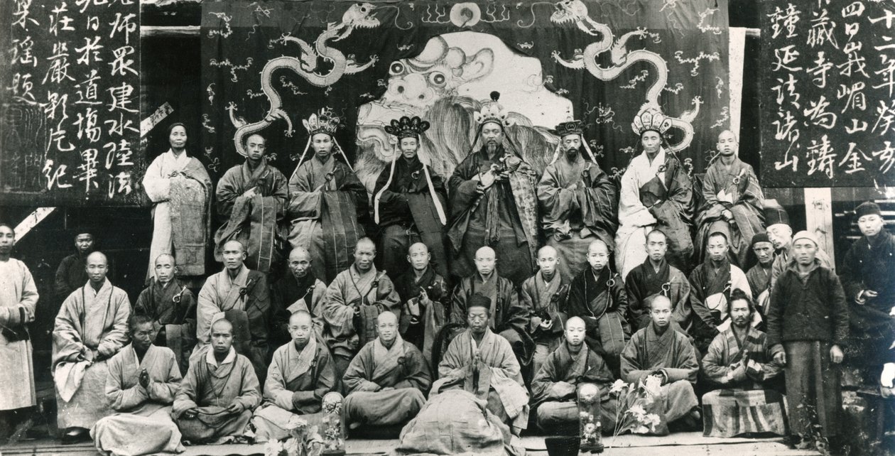Treffen der buddhistischen Klosteroberhäupter in China, spätes 19. Jahrhundert von Unbekannt