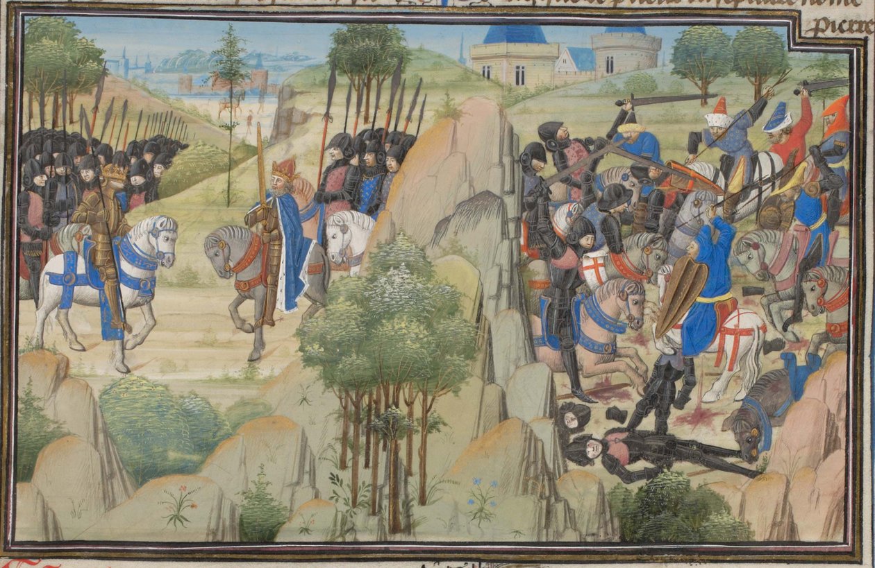 Treffen von Konrad III. von Deutschland und Ludwig VII. von Frankreich. Miniatur aus der Historia von Wilhelm von Tyrus, 1460er Jahre von Unbekannt
