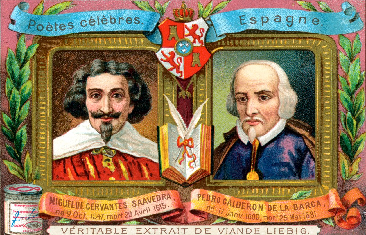 Miguel de Cervantes Saavedra und Pedro Calderon De La Barca, ca. 1900 von Unbekannt