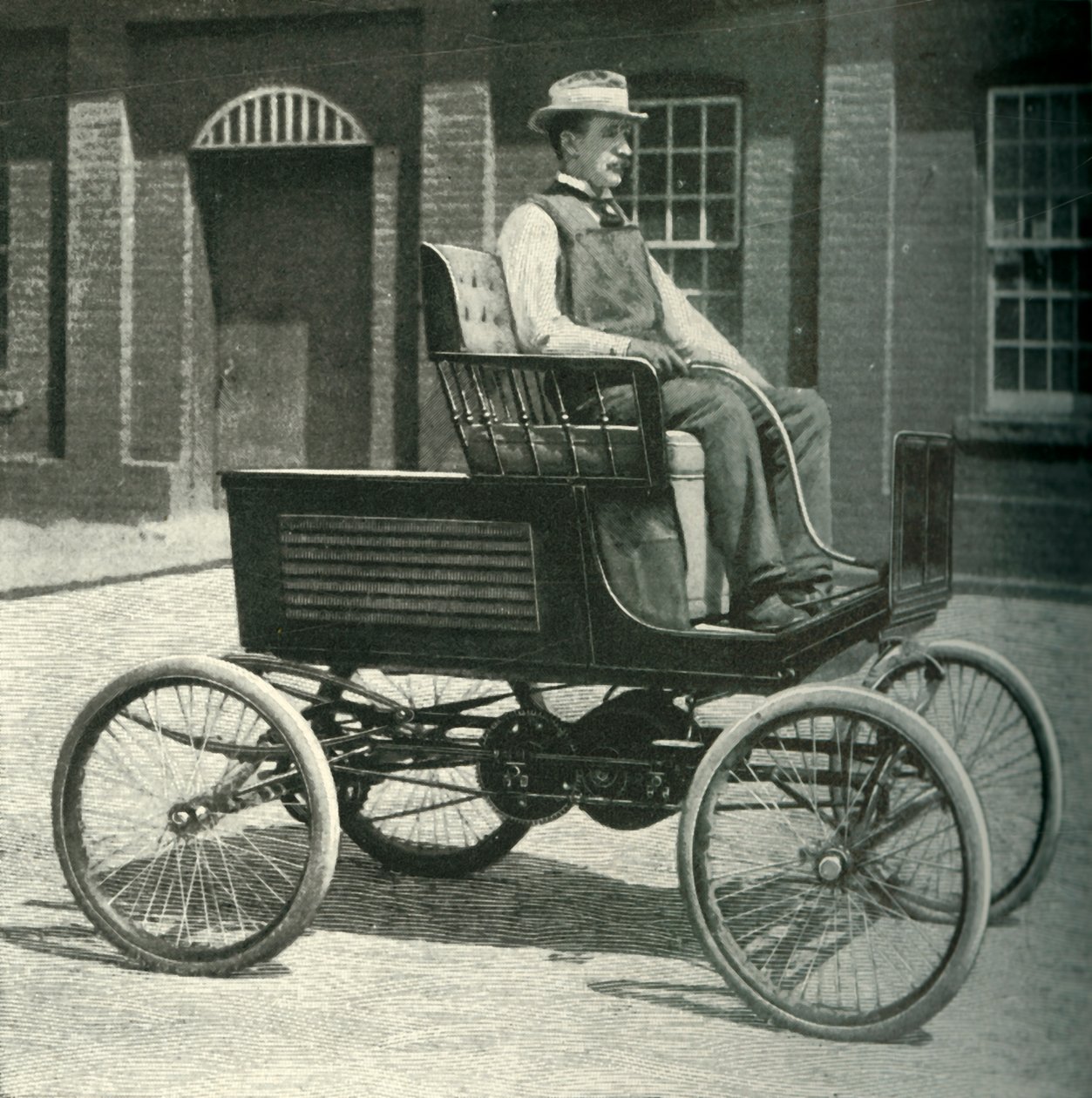 Automobil mit der neuen Speicherbatterie ausgestattet, 1902 von Unbekannt