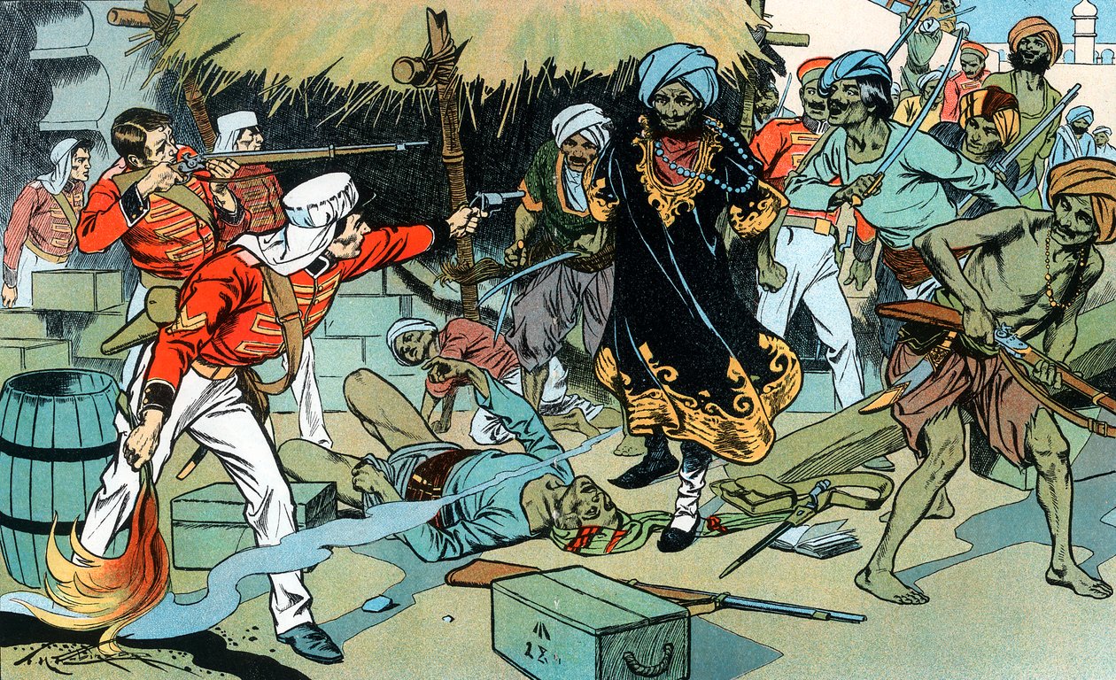 Meuterer greifen das Magazin in Delhi an, indischer Aufstand, 11. Mai 1857, um 1900 von Unbekannt