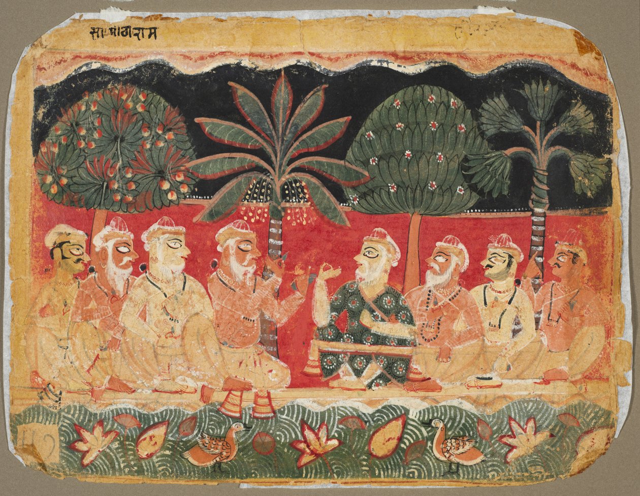 Nanda und die Ältesten, Seite aus einem Bhagavata Purana, um 1525 von Unbekannt